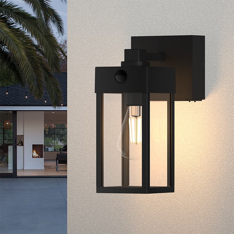 Dusk to Dawn Porch Light med GFCI Outlet - 20a Vejrbestandigt udendørs vægskonce, 1850W Dual E26 Sockets + Downward Outlet, Rustfast Aluminium til gårdhave/garage + 2 gratis LED -pærer